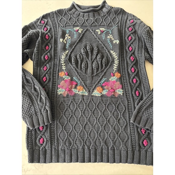 L.L. Bean Sweaters - LL Bean Sweater Cotton Vintage Chunky Fisherman Embroidered Cable Y2K  Size L